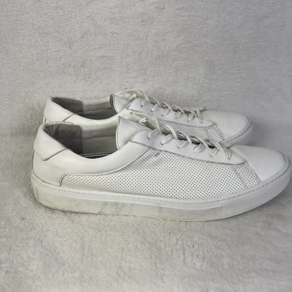 Koio‎ Shoes Mens 14 White Leather Perforated Lace Up Sneakers Made In Italy